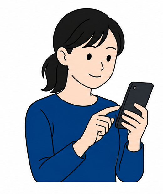 スマートフォンで申し込む女性